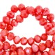Faceted glass beads 3x2mm disc Exotic red-pearl shine coating